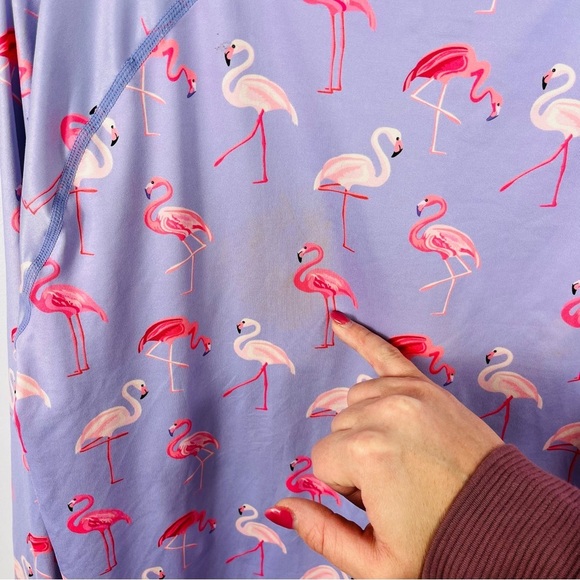 Athlio Size XL Flamingo Rash Guard Sun Long Sleeve Lavender Shirt Swim SIB - Picture 5 of 6